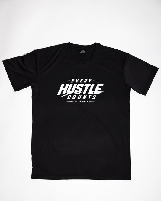 Every Hustle Counts EHC activewear t-shirt in black with white chest print