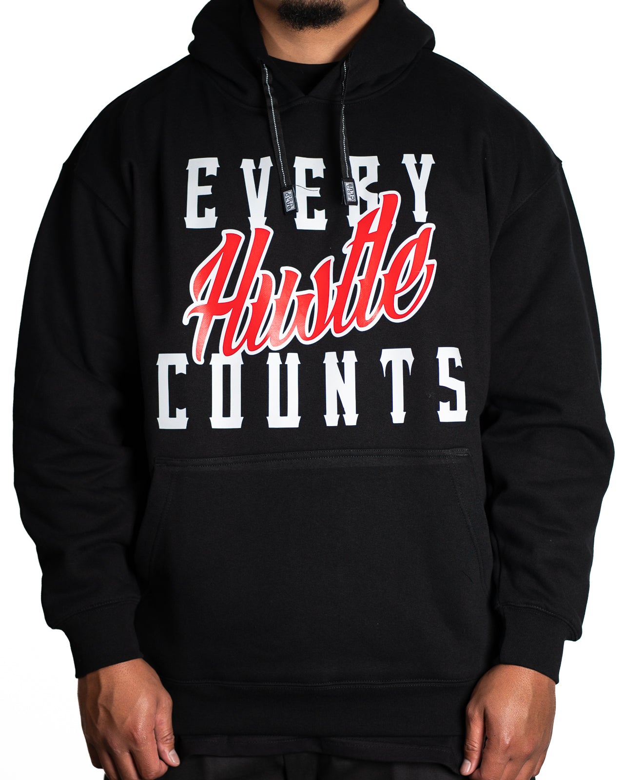 Every Hustle Counts Original EHC black hoodie with red script chest print