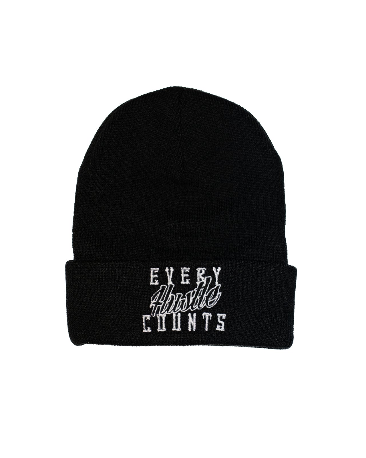 Every Hustle Counts Original EHC black cuffed beanie with embroidered script logo